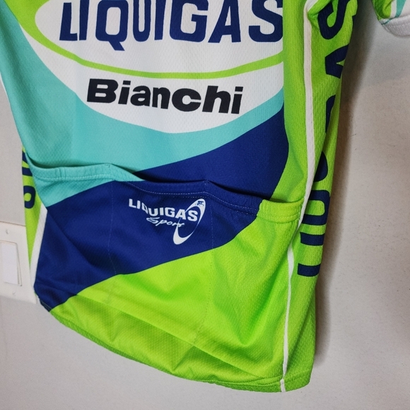 SMS Santini Bianchi Liquigas 1/4 zip cycling jersey. Blue green. Size large - Picture 12 of 16